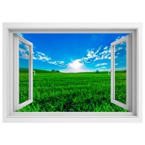 Vinilos ventanas 3d puesta de sol en el campo